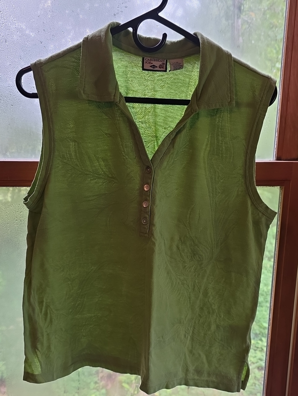Caribbean Joe Lime Green Sleeveless Polo Top